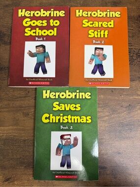 Scholastic Herobrine Paperback Set — Red, Orange & Green Backs Books 1-3